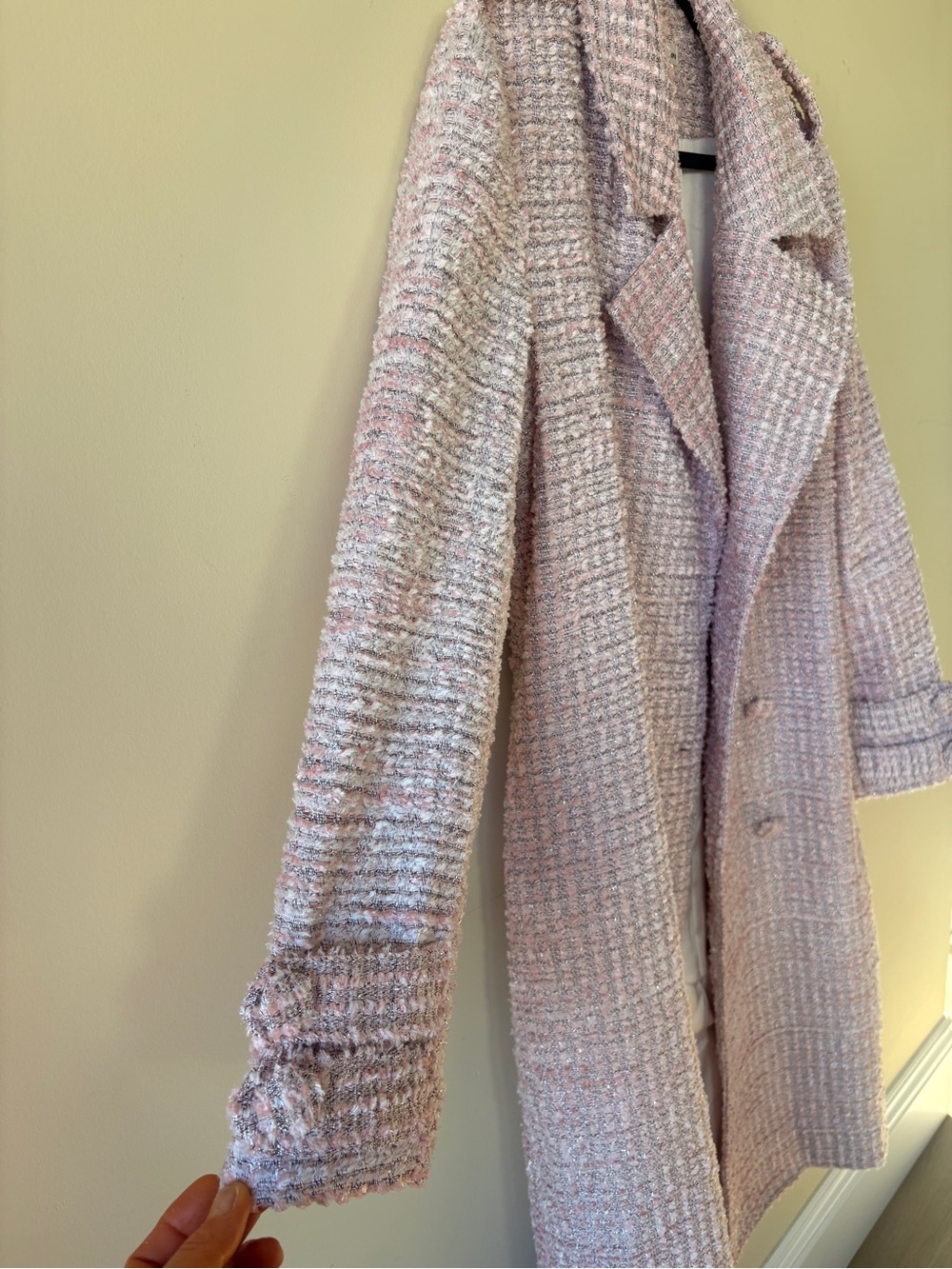 For Love & Lemons Pink Bouclé Pea Coat - Picture 3 of 7